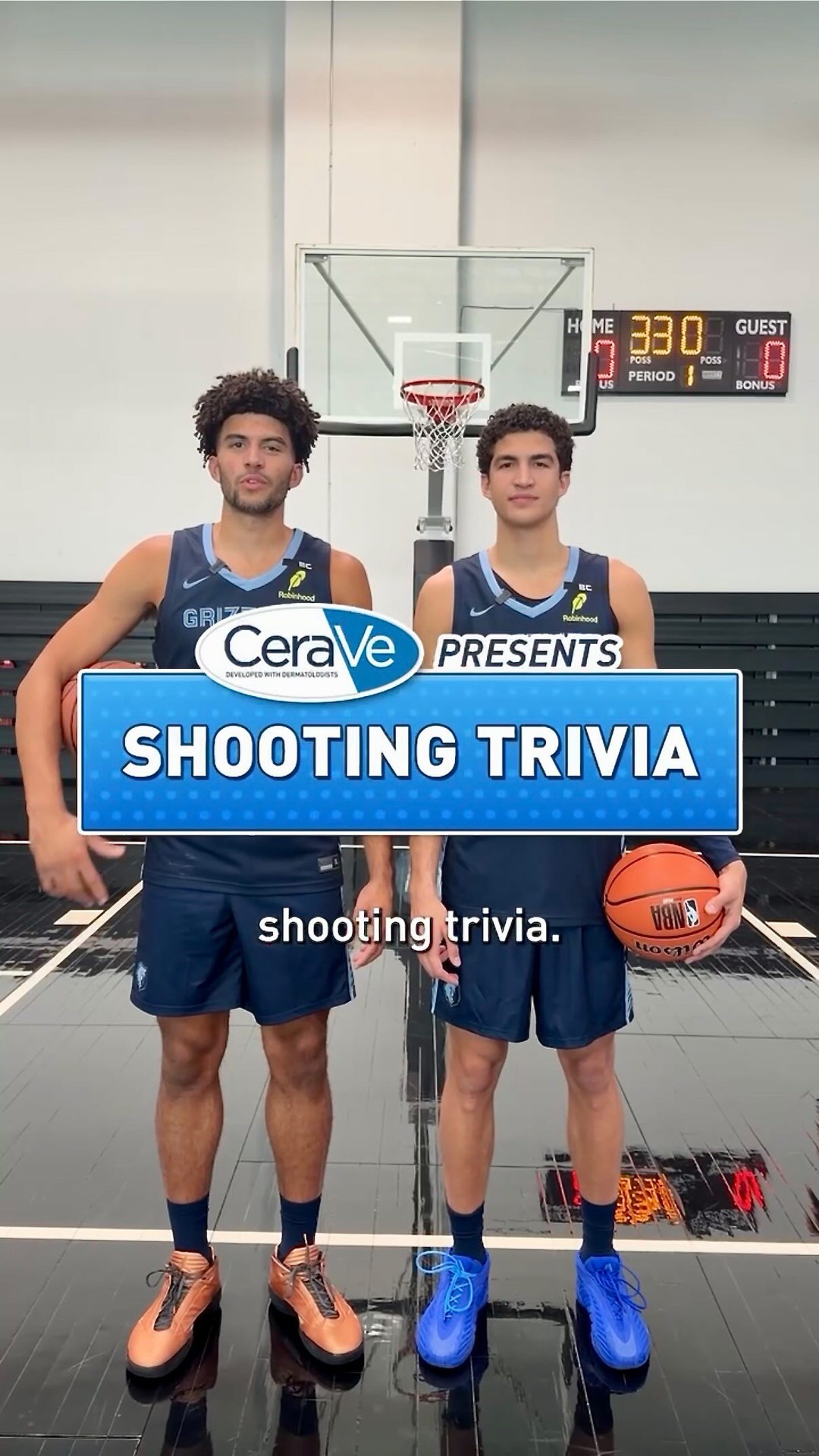 Creators in a basketball-themed CeraVe challenge advertisement