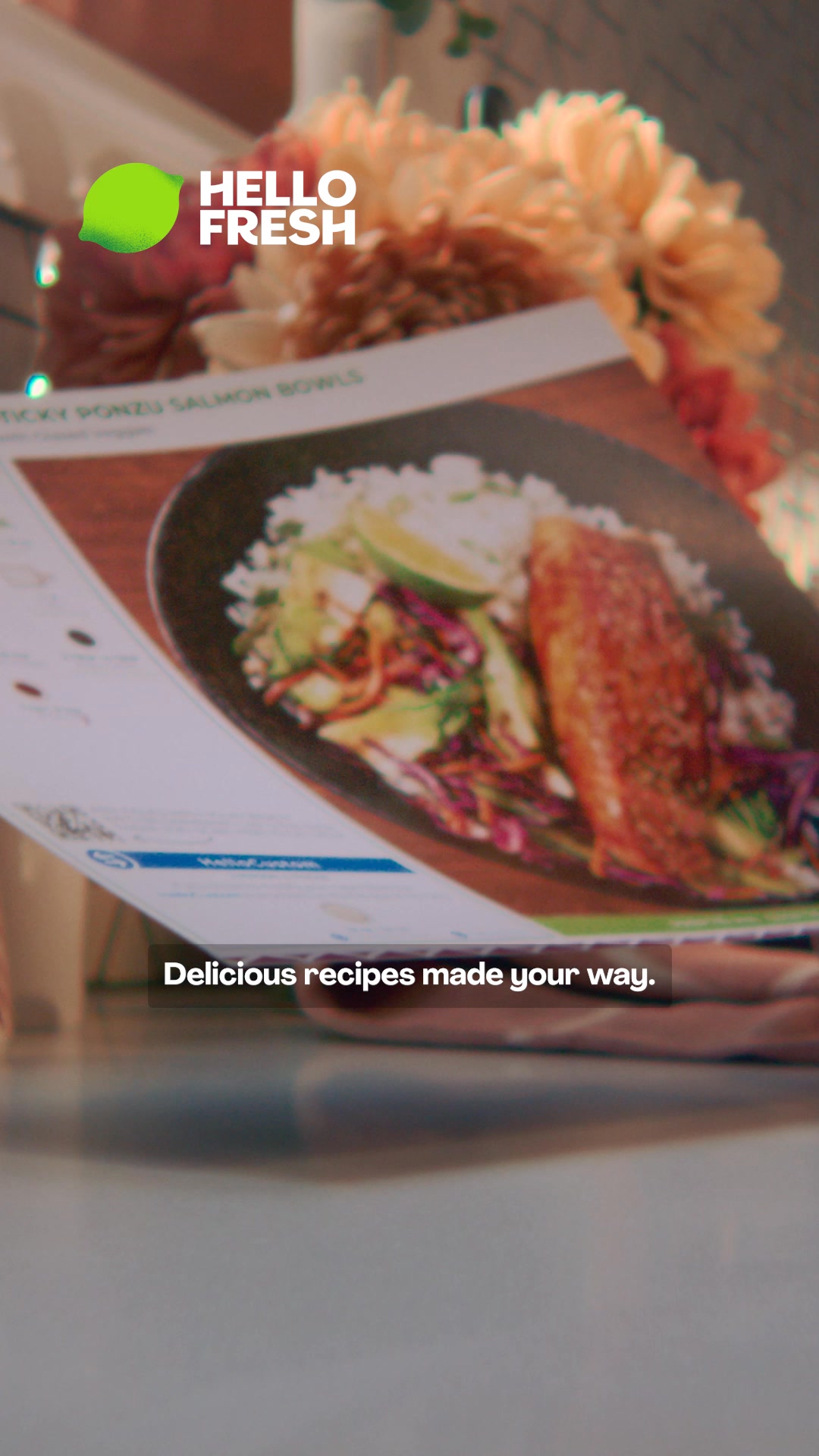 HelloFresh vertical ad comparing meal-kit dinner with takeout