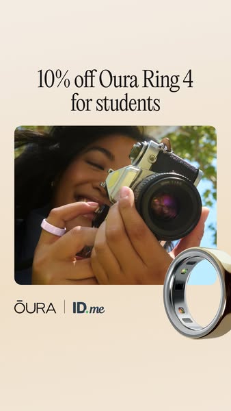 Oura advertisement for students with a community discount